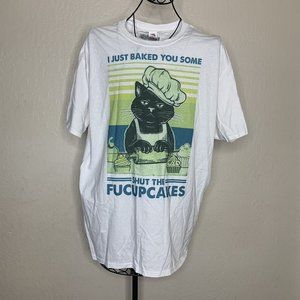 Fruit Of The Loom White Funny Cat T-Shirt